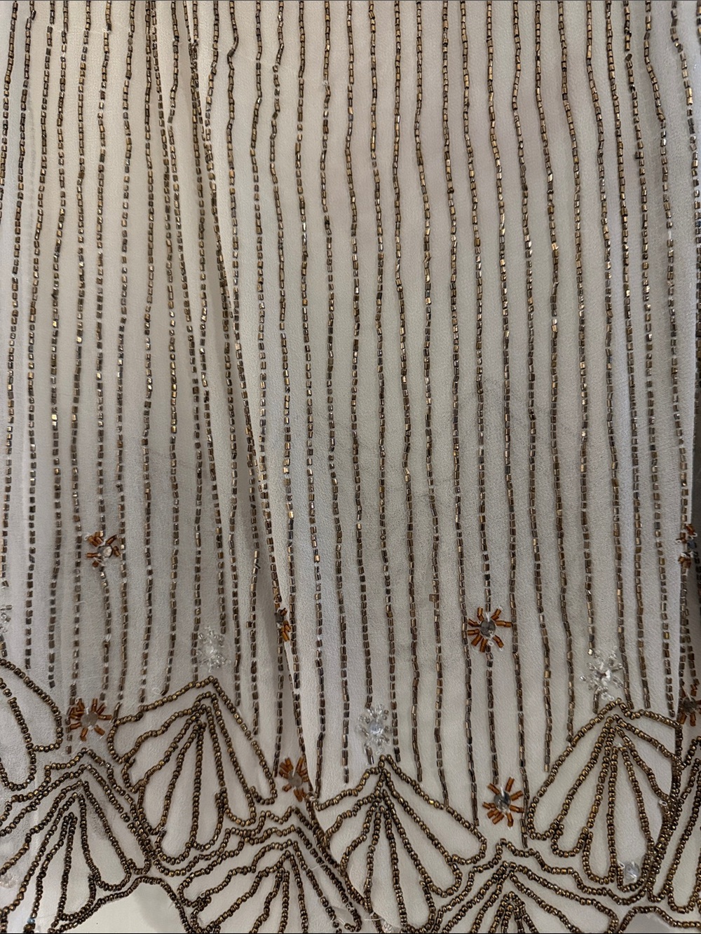 Anthropologie White Sheer Tank with Gold Beading - Picture 2 of 2
